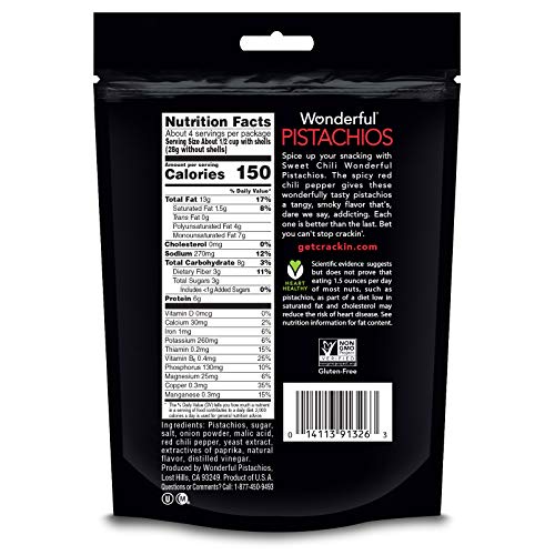 Wonderful Pistachios, Sweet Chili Flavored, 7 Ounce Resealable P