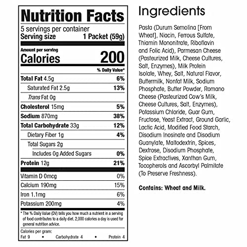 Wonderslim Protein Pasta, Creamy Fettuccine Alfredo 5Ct