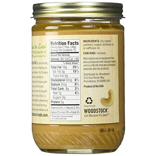 Woodstock Cashew Butter, Unsalted, 16-Ounce