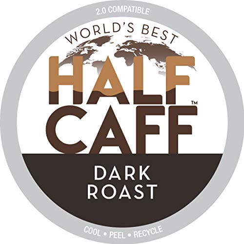 Worlds Best Half Caff, Dark Roast Blend 100Ct. Recyclable Singl