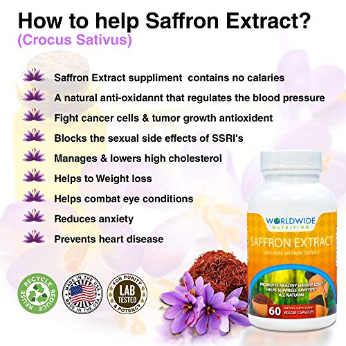 Worldwide Nutrition 100 Percent Pure Saffron Extract Dietary Sup