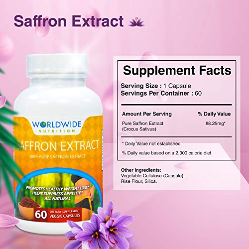 Worldwide Nutrition 100 Percent Pure Saffron Extract Dietary Sup