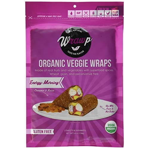 Wrawp Organic Veggie Flatbread, Energizing Morning, 5.9 Ounce