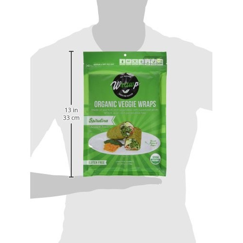 Wrawp Organic Veggie Flatbread, Spirulina, 5.6 Ounce