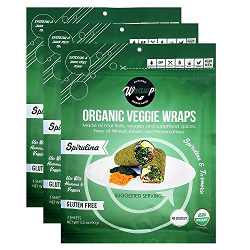 Wrawp Organic Veggie Wraps -Mini Raw Vegan Spirulina Flat Bread