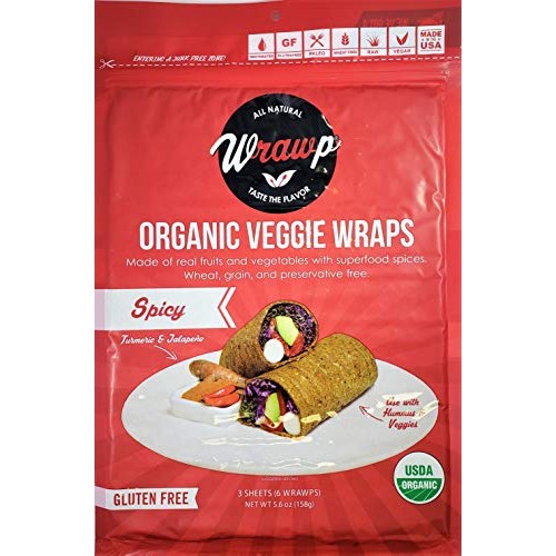 Wrawp Spicy Veggie Wraps 8 Pack Raw Organic Veggie Wrap Flatbrea