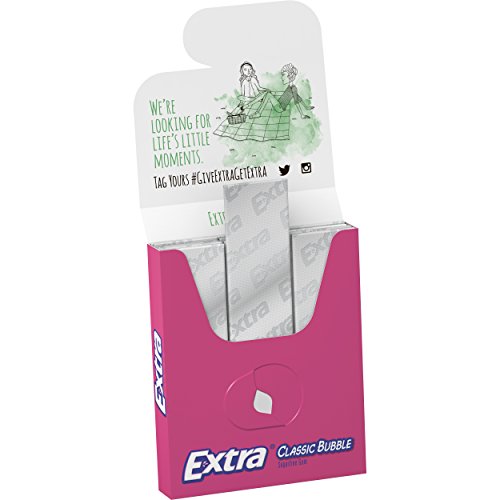 Extra Classic Bubble Sugar Free Chewing Gum, 15 Pieces 10 Pack