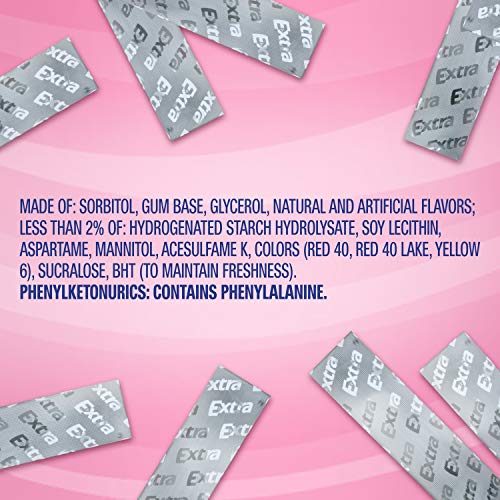 Extra Classic Bubble Sugar Free Chewing Gum, 15 Pieces 10 Pack