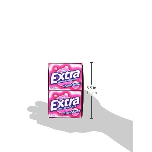 Extra Classic Bubble Sugar Free Chewing Gum, 15 Pieces 10 Pack