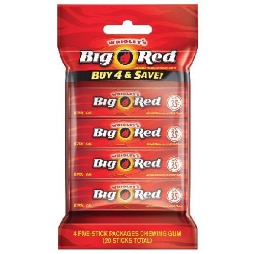 Wrigleys Big Red Gum - Bag Of 4 Packs 5 Sticks Each Pack