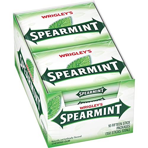 WRIGLEYS Spearmint Chewing Gum, 15 Count Pack of 10