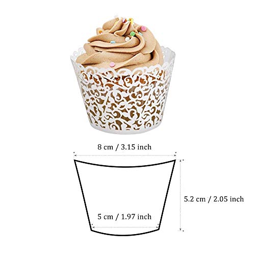 Wsere 60 Pieces Pink Cupcake Wrappers, Lace Liner Muffin Paper C