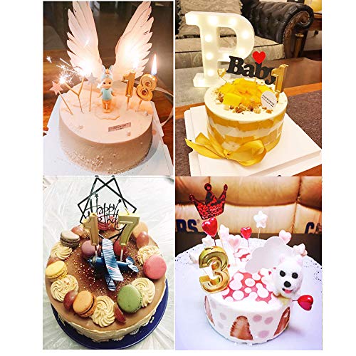 Glitter Happy Birthday Gold Numeral Candles Number 3 Cake Topper