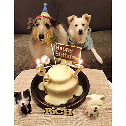 Glitter Happy Birthday Gold Numeral Candles Number 3 Cake Topper