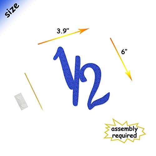 Happy 1/2 Birthday Banner Dark Blue Glitter Pre-Strung 1/2 Half