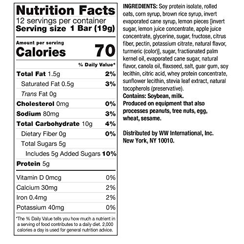 Ww Lemon Cookie Mini Bar - High Protein Snack Bar, 2 Smartpoints