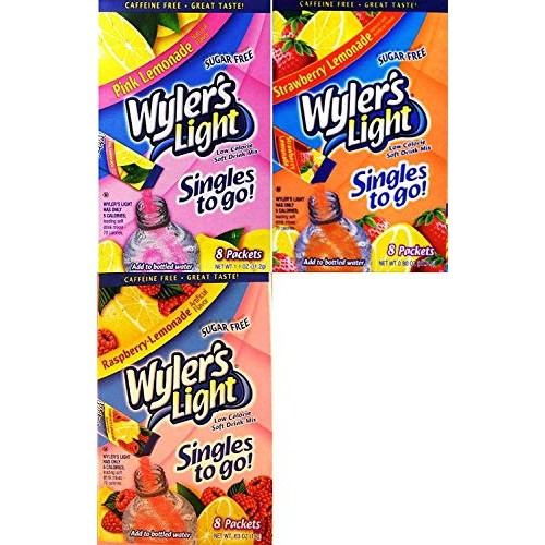 Wylers Light Singles To Go Drink Mix, Pink Lemonade, Strawberry