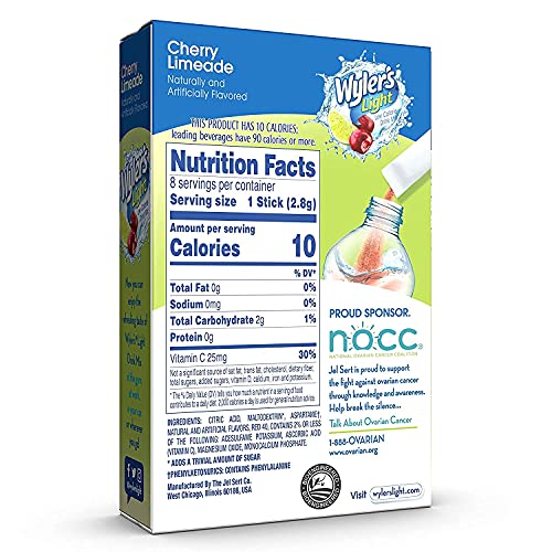 Wylers Light Cherry Limeade Singles To Go Sugar Free 98% Caffein