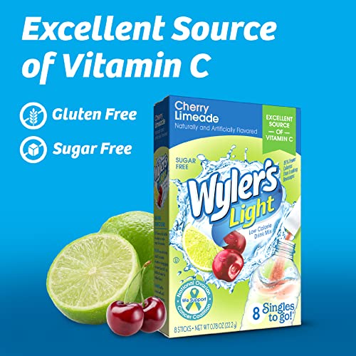 Wylers Light Cherry Limeade Singles To Go Drink Mix Cherry Lime...