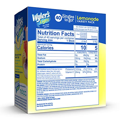Wyler's Light Lemonade Variety Pack, 40 ct Singles to Go Powder ...