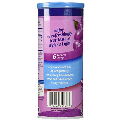 Wylers Light Soft Drink Mix, Grape, 1.16-Ounce Pack Of 6