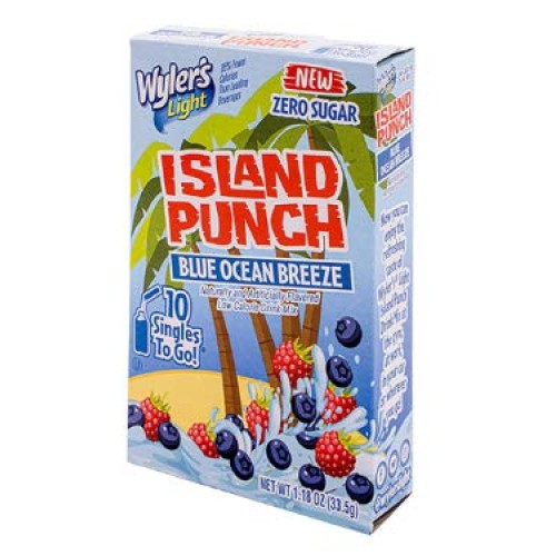 Wylers Light Island Punch, Blue Ocean Breeze, 10 Ct