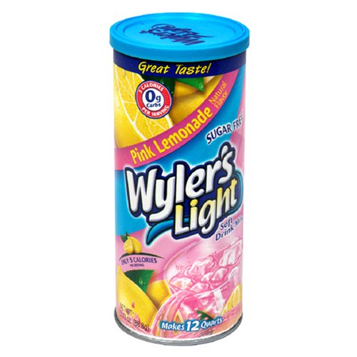 Wylers Light Soft Drink Mix, Pink Lemonade, 3.13-Ounce Canister