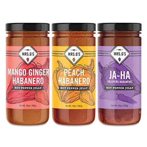 Mrs. Gs Hot Pepper Jelly: Mango Ginger Habanero, Peach Habanero...