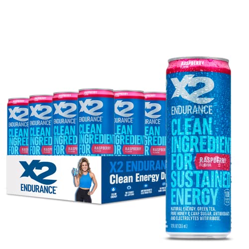 X2 Raspberry All Natural Healthy Energy Drink, Pack Of 24: Great