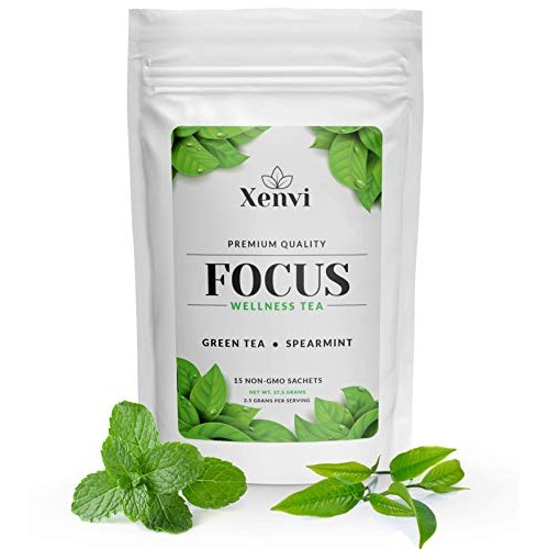 Xenvi Focus Green Tea, Natural Energy Tea With Organic Spearmint