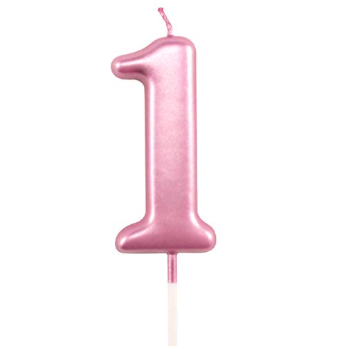 1St Birthday Candle First Year Pink Happy Birthday Number One Ca