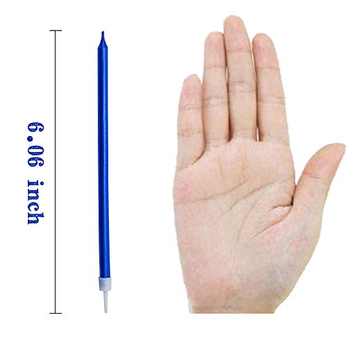 Xnova 12 Count Long Thin Blue Birthday Cake Candles In Holders F