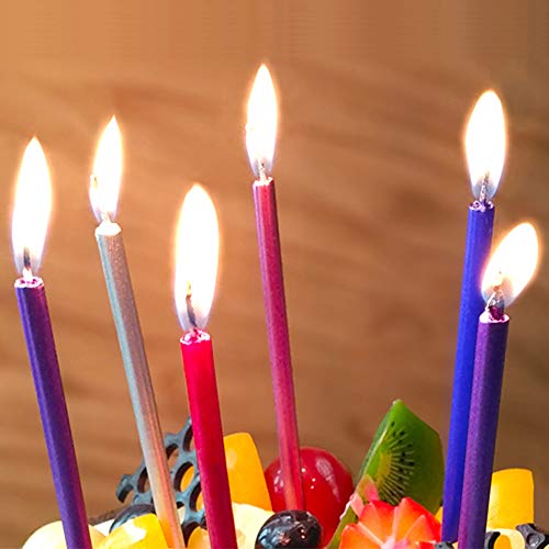 Xnova 12 Count Long Thin Blue Birthday Cake Candles In Holders F