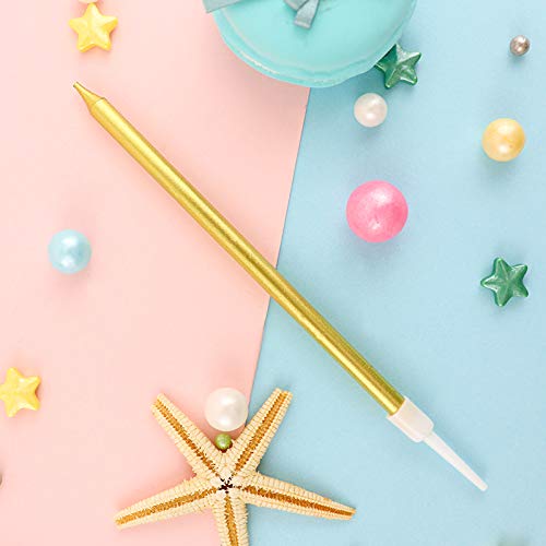 Xnova 12 Count Long Thin Champagne Gold Birthday Cake Candles In