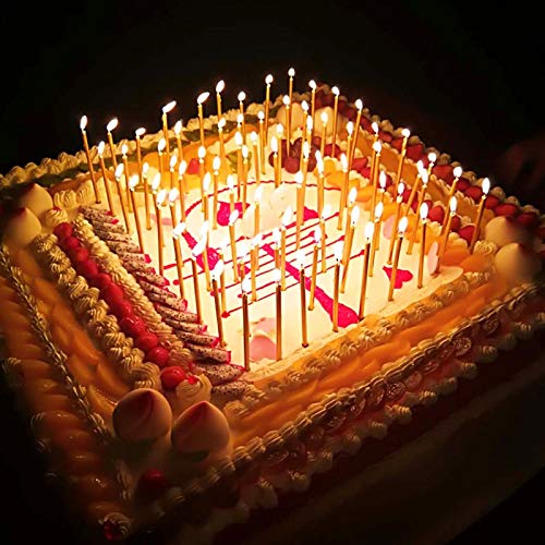 Xnova 12 Count Long Thin Champagne Gold Birthday Cake Candles In