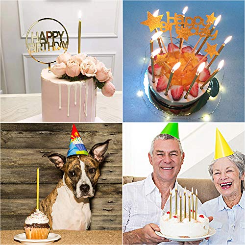 Xnova 12 Count Long Thin Champagne Gold Birthday Cake Candles In
