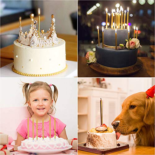 Xnova 12 Count Long Thin Champagne Gold Birthday Cake Candles In