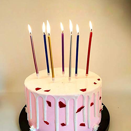 Xnova 12 Count Long Thin Champagne Gold Birthday Cake Candles In