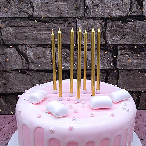 Xnova 12 Count Long Thin Champagne Gold Birthday Cake Candles In