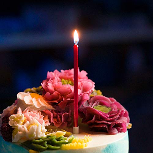 Xnova 12 Count Long Thin Red Birthday Cake Candles In Holders Fo