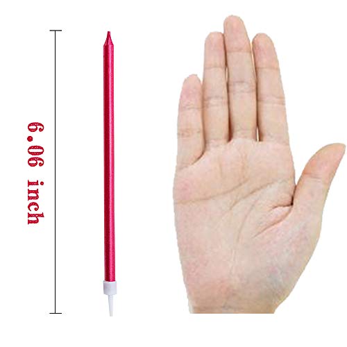 Xnova 12 Count Long Thin Red Birthday Cake Candles In Holders Fo