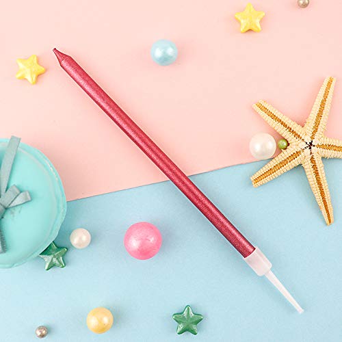 Xnova 12 Count Long Thin Red Birthday Cake Candles In Holders Fo