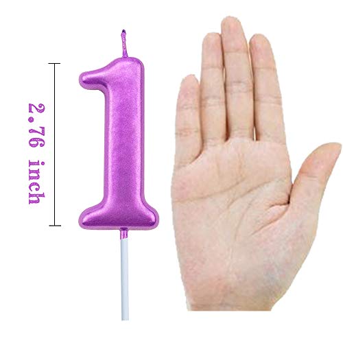 Xnova 1St Birthday Candle First Year Purple Happy Birthday Numbe