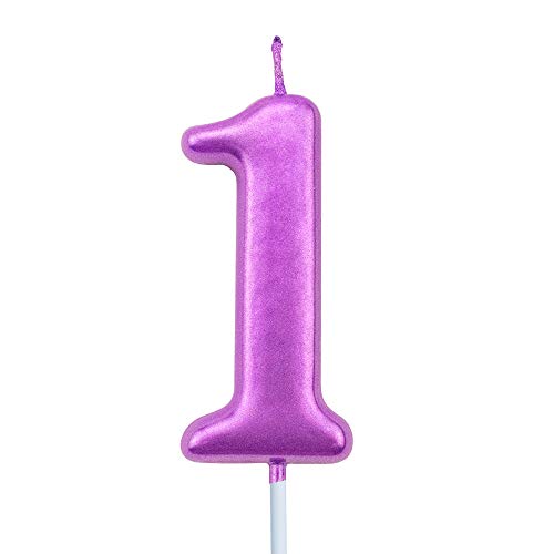 Xnova 1St Birthday Candle First Year Purple Happy Birthday Numbe
