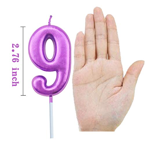 Xnova 9Th Birthday Candle Nine Years Purple Happy Birthday Numbe