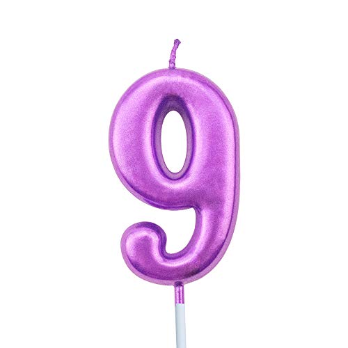 Xnova 9Th Birthday Candle Nine Years Purple Happy Birthday Numbe