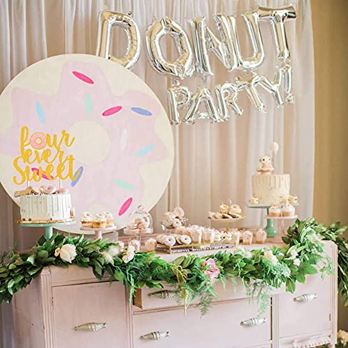Donut 4Th Birthday Cake Topper Gold Glitter Donut Fourever Sweet