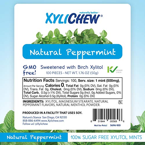 Xylichew 100% Xylitol Breath Mints - Non Gmo, Non Aspartame, Glu