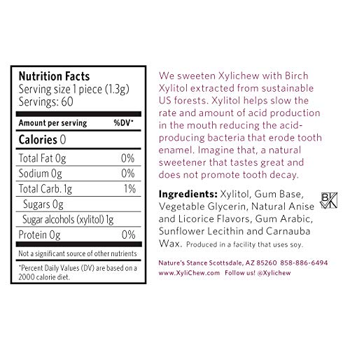 Xylichew Licorice Sugar Free Chewing Gum 60Ct