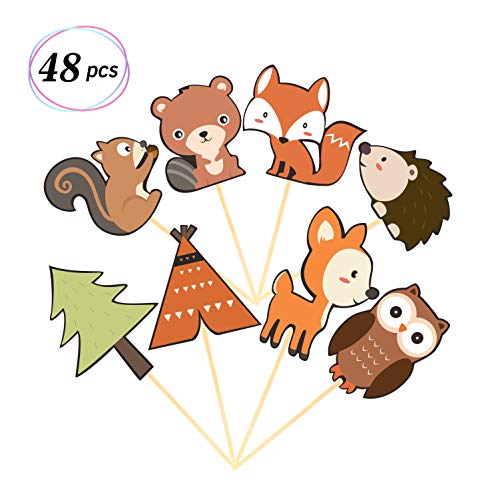 Yaaaaasss! 48Pcs Woodland Creatures Cupcake Toppers Forest Anima